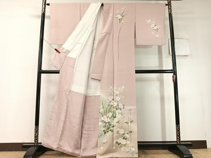 平和屋着物●訪問着　友禅　草花文　暈し染め　正絹　逸品　CABD8217vp