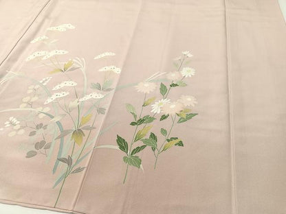 平和屋着物●訪問着　友禅　草花文　暈し染め　正絹　逸品　CABD8217vp