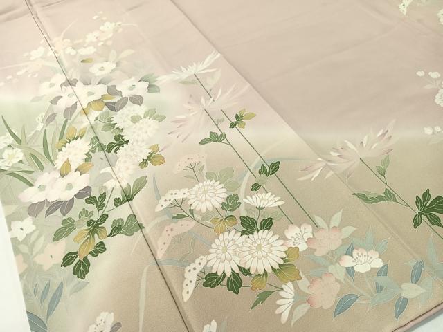平和屋着物●訪問着　友禅　草花文　暈し染め　正絹　逸品　CABD8217vp