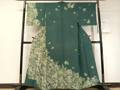 平和屋着物●訪問着　手描き　草花文　正絹　逸品　CABD8218vp