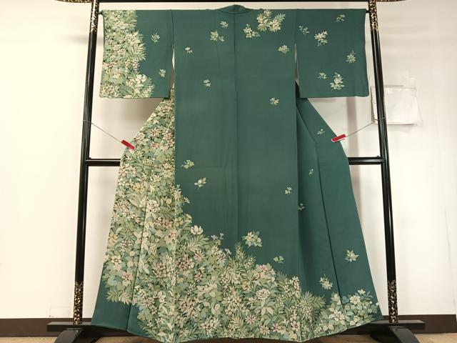 平和屋着物●訪問着　手描き　草花文　正絹　逸品　CABD8218vp