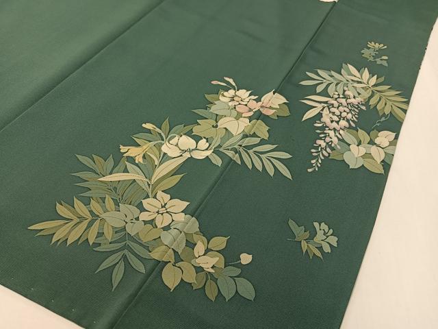 平和屋着物●訪問着　手描き　草花文　正絹　逸品　CABD8218vp