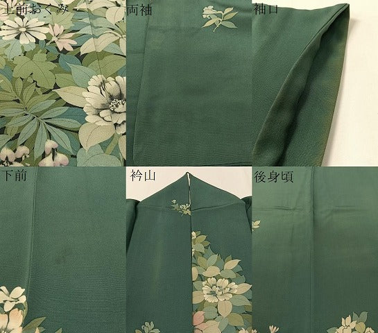 平和屋着物●訪問着　手描き　草花文　正絹　逸品　CABD8218vp
