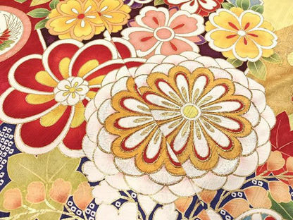 平和屋着物●豪華振袖　型染め京友禅　駒刺繍　松竹梅花文　暈し染め　金彩　上代38万　仮絵羽　逸品　未使用　CABD8220vp