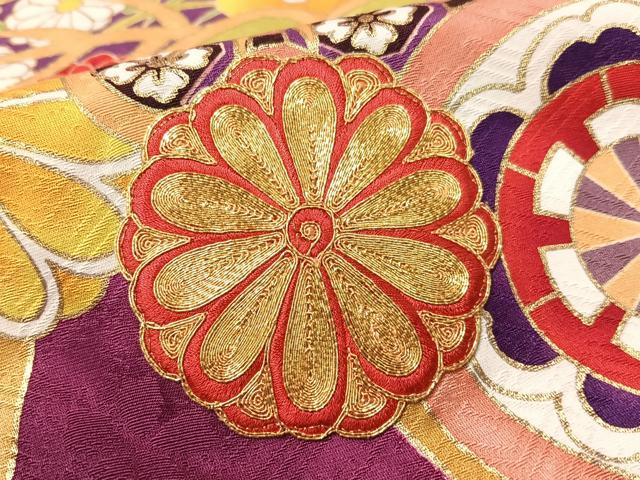 平和屋着物●豪華振袖　型染め京友禅　駒刺繍　松竹梅花文　暈し染め　金彩　上代38万　仮絵羽　逸品　未使用　CABD8220vp