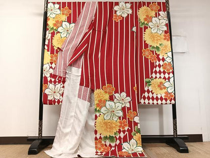 平和屋着物●豪華振袖　駒刺繍　舞花間道　金彩　仮絵羽　逸品　未使用　CABD8221vp