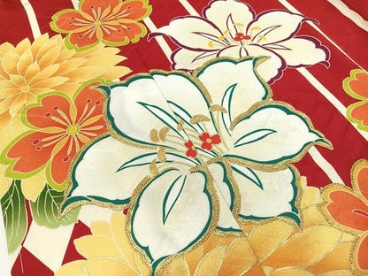平和屋着物●豪華振袖　駒刺繍　舞花間道　金彩　仮絵羽　逸品　未使用　CABD8221vp