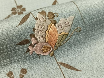 平和屋着物●訪問着　駒刺繍　霞枝垂れ花蝶文　金彩　正絹　逸品　CABD8222vp