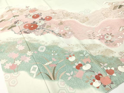 平和屋着物●訪問着　道長吉祥花文　暈し染め　金彩　正絹　逸品　未使用　CABD8224vp