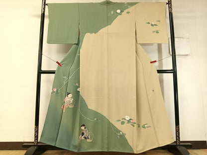 平和屋着物●十日町友禅作家　関口遼一　訪問着　童子遊び　暈し染め　正絹　逸品　CABD8225vp