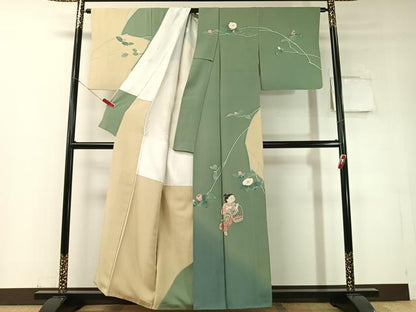 平和屋着物●十日町友禅作家　関口遼一　訪問着　童子遊び　暈し染め　正絹　逸品　CABD8225vp