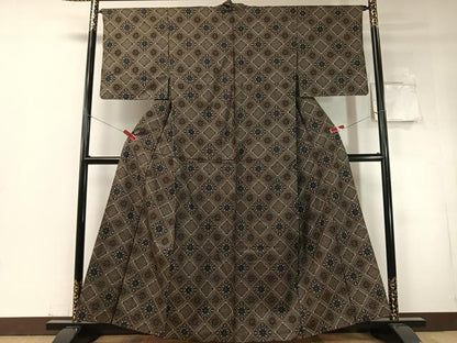 平和屋着物●本場大島紬　龍郷絣　花菱文　正絹　逸品　CABD8226vp
