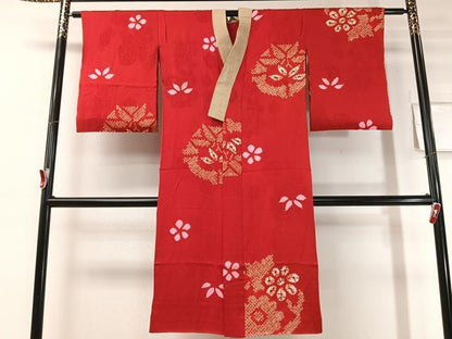 平和屋着物●アンティーク　大正ロマン　長襦袢　袷　絞り　笹花丸文　正絹　逸品　CABD8228vp