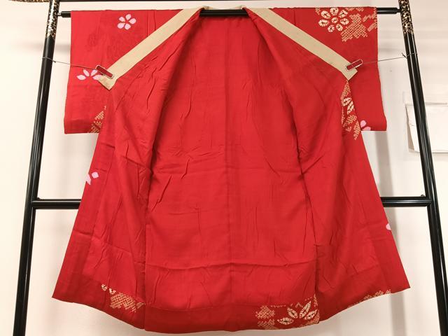平和屋着物●アンティーク　大正ロマン　長襦袢　袷　絞り　笹花丸文　正絹　逸品　CABD8228vp