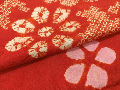 平和屋着物●アンティーク　大正ロマン　長襦袢　袷　絞り　笹花丸文　正絹　逸品　CABD8228vp