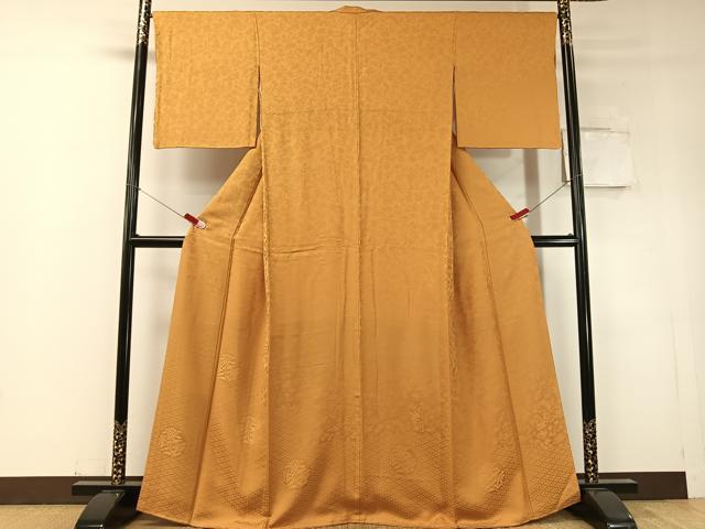 平和屋着物●無地絵羽訪問着　草花丸地紋　狐色　正絹　逸品　CABD8229vp