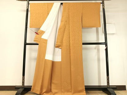平和屋着物●無地絵羽訪問着　草花丸地紋　狐色　正絹　逸品　CABD8229vp