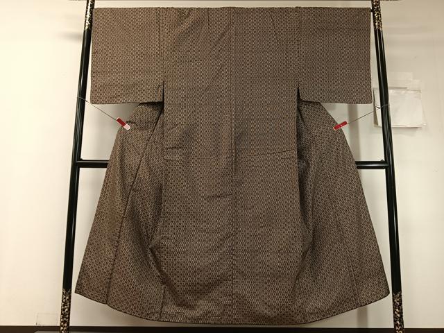 平和屋着物●男性　割り込み絣　亀甲文様　正絹　逸品　CABD8230vp
