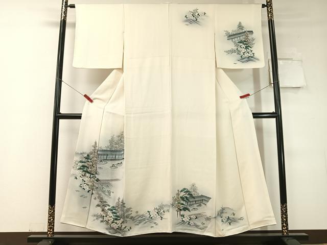 平和屋着物▼訪問着 刺繍 手描き 枯山水 暈し染め 正絹 逸品 CABD8232vp