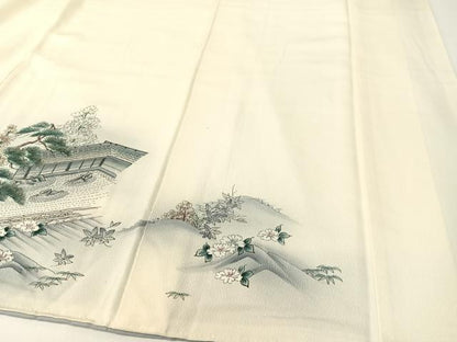 平和屋着物▼訪問着 刺繍 手描き 枯山水 暈し染め 正絹 逸品 CABD8232vp