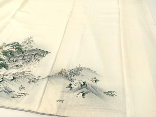 平和屋着物▼訪問着 刺繍 手描き 枯山水 暈し染め 正絹 逸品 CABD8232vp