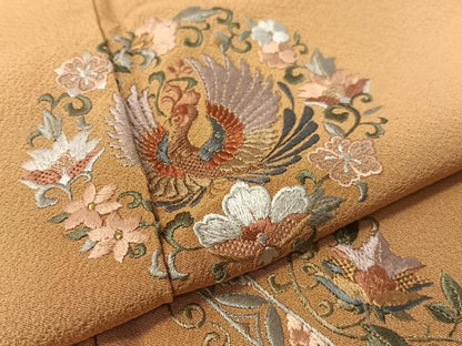 平和屋着物▼訪問着 総刺繍 鳳凰更紗丸文 金糸 正絹 逸品 CABD8239vp