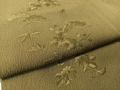 平和屋着物▼無地絵羽訪問着 総刺繍 松竹梅 海松色 正絹 逸品 CABD8243vp