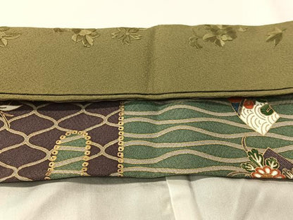 平和屋着物▼無地絵羽訪問着 総刺繍 松竹梅 海松色 正絹 逸品 CABD8243vp