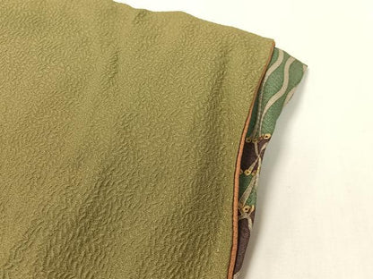 平和屋着物▼無地絵羽訪問着 総刺繍 松竹梅 海松色 正絹 逸品 CABD8243vp