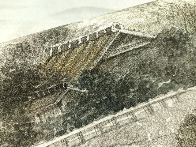 平和屋着物▼訪問着 作家物 手描き 京名所風景文 暈し染め 正絹 逸品 CABD8246vp