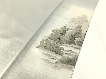 平和屋着物▼訪問着 作家物 手描き 京名所風景文 暈し染め 正絹 逸品 CABD8246vp
