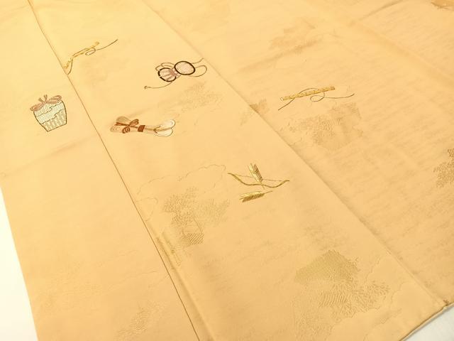 平和屋着物▼訪問着 総刺繍 駒刺繍 楽器 陶器 金銀糸 正絹 逸品 CABD8253vp
