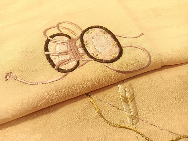 平和屋着物▼訪問着 総刺繍 駒刺繍 楽器 陶器 金銀糸 正絹 逸品 CABD8253vp