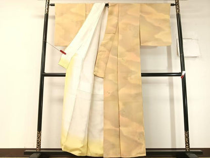 平和屋着物▼上質な小紋 地紋起こし 霞陶器花文 暈し染め 正絹 逸品 CABD8260vp