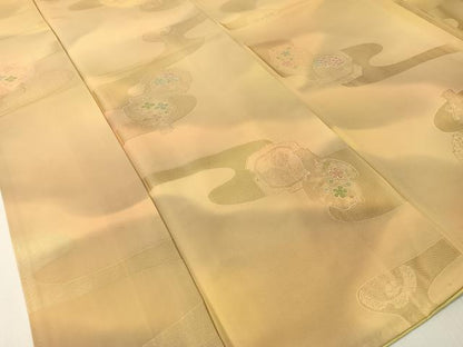 平和屋着物▼上質な小紋 地紋起こし 霞陶器花文 暈し染め 正絹 逸品 CABD8260vp