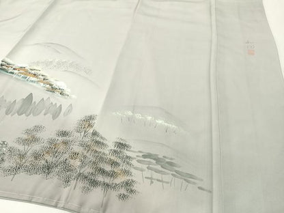 平和屋着物▼豪華色留袖　作家物　手描き　雪景色　暈し染め　金彩　正絹　逸品　CABD8287vp