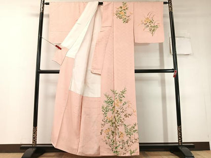 平和屋着物▼訪問着 手描き 草花文 正絹 逸品 未使用 CABD8291vp