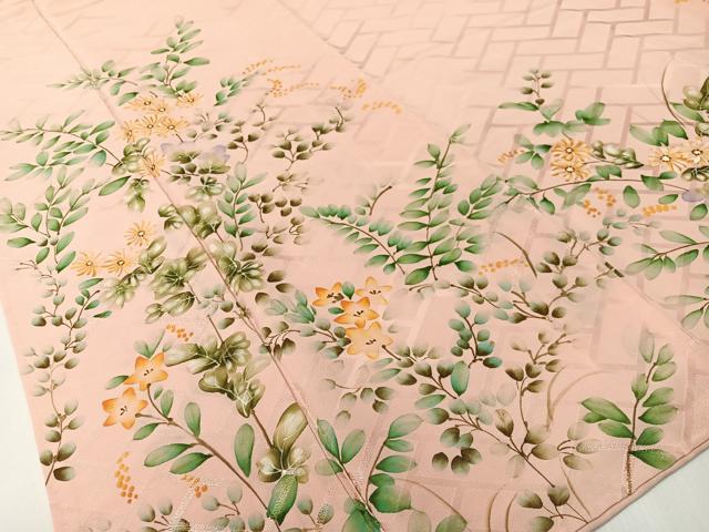 平和屋着物▼訪問着 手描き 草花文 正絹 逸品 未使用 CABD8291vp