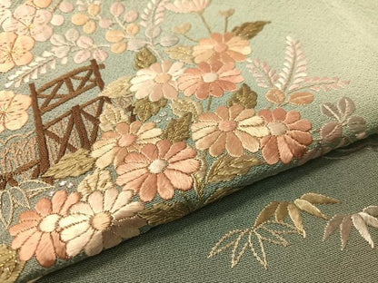 平和屋着物▼豪華色留袖　総刺繍　駒刺繍　雲取り松竹梅花文　暈し染め　金銀糸　正絹　逸品　未使用　CABD8299vp