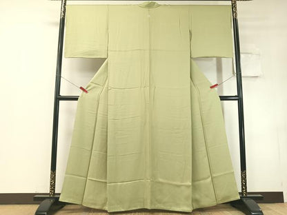 平和屋着物●上質な色無地　柳茶色　正絹　逸品　CABD8306vp