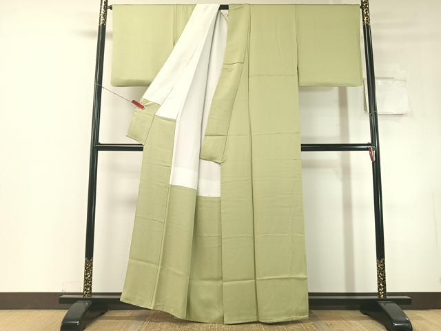 平和屋着物●上質な色無地　柳茶色　正絹　逸品　CABD8306vp