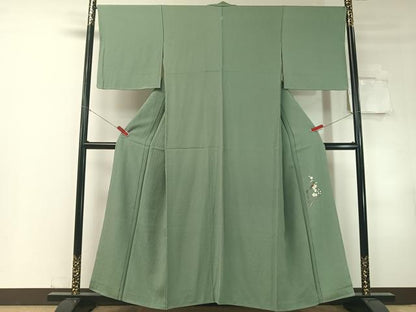 平和屋着物●染色作家　安達華生　色無地　豆がら茶色　正絹　逸品　未使用　CABD8307vp