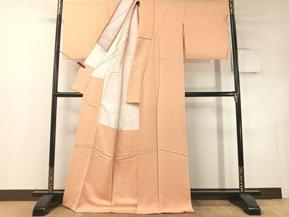 平和屋着物●本草木染作家　瑞寶　色無地　紋意匠　一斤染色　ロング丈　正絹　逸品　CABD8308vp