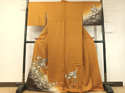 平和屋着物●訪問着　流水地紙御所車花文　暈し染め　金銀彩　ロング丈　正絹　逸品　CABD8309vp