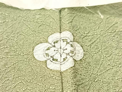 平和屋着物●上質な色無地　寿光織　菊地紋　青白橡色　反端付き　正絹　逸品　未使用　CABD8310vp