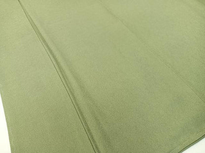 平和屋着物●上質な色無地　寿光織　菊地紋　青白橡色　反端付き　正絹　逸品　未使用　CABD8310vp
