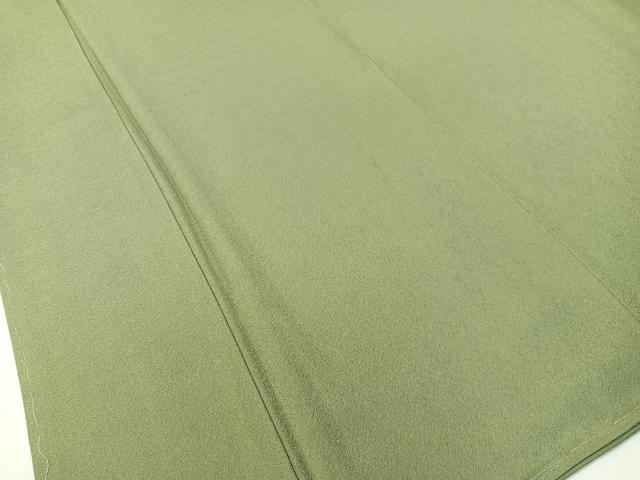 平和屋着物●上質な色無地　寿光織　菊地紋　青白橡色　反端付き　正絹　逸品　未使用　CABD8310vp