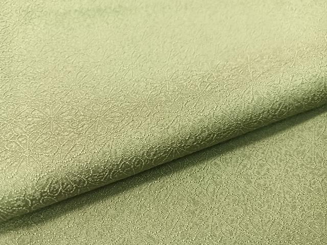 平和屋着物●上質な色無地　寿光織　菊地紋　青白橡色　反端付き　正絹　逸品　未使用　CABD8310vp