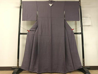平和屋着物●上質な色無地　草花地紋　深紫色　正絹　逸品　未使用　CABD8315vp