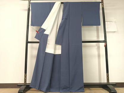 平和屋着物●上質な色無地　深縹色　正絹　逸品　CABD8316vp